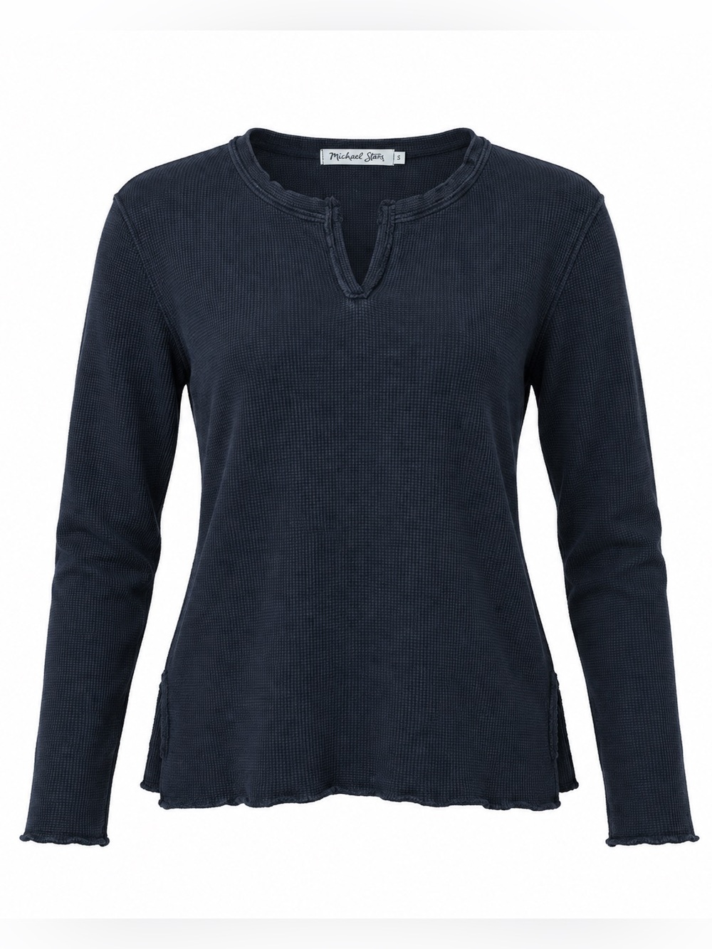Michael Stars Anthropologie Thermal Waffle Knit V-neck Shirt Henley Top O/S USA